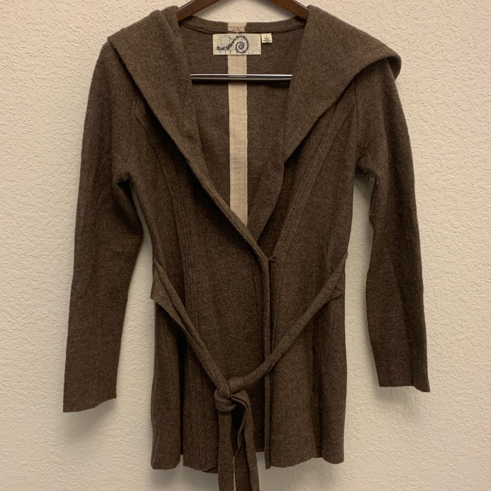 Hooded Wool Wrap Cardigan